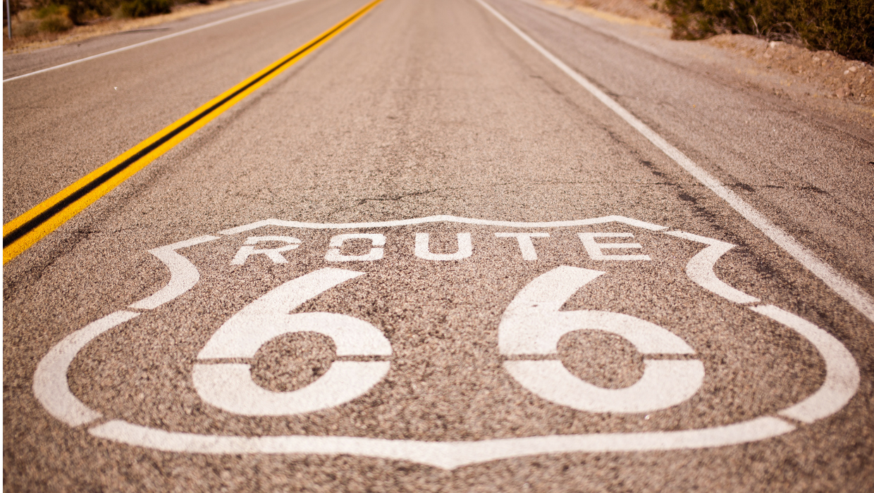 Route 66 painted on street