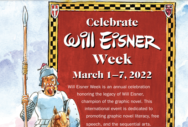 Will Eisner Week official poster featuring an illustration of Don Quixote to celebrate graphic novels