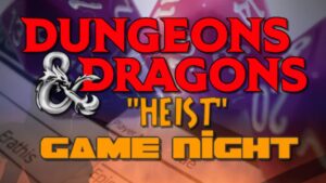 Dnd Logo imposed over a opaque gaming background with Orange Lettering overlay