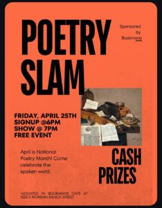Poetry Slam at Bookmans Flagstaff on April 25, 2025 at 6pm