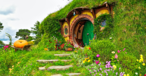 A hobbit house as seen on the movie set tour