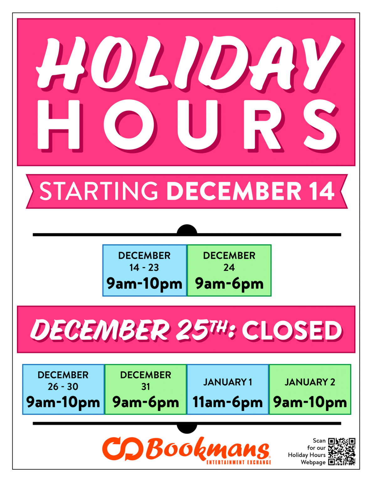 Holiday Hours 2020 2021 Bookmans Entertainment Exchange