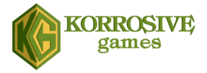 Korrosive Games Kickstarter RPG and tabletop gaming company green logo horizontal layout