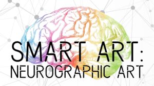 White background with rainbow gradient brain. "Smart Art: Neurographic Art" in black print in foreground