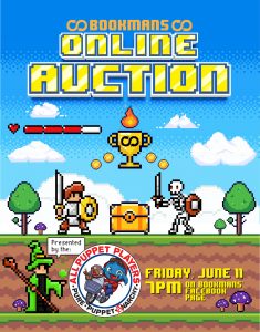 bookmans video game auction on Bookmans Facebook page live june 11 at 7 PM