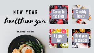 New Year, Healthier You page banner includes 4 tips to keep your New Years Resolution