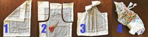 Photo instructions to turn an old pillowcase into a no sewing reusable shopping bag