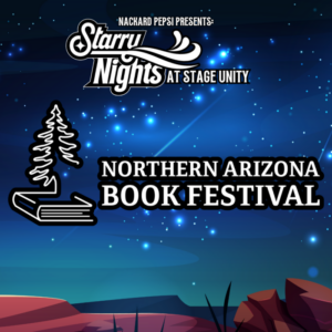 Night Sky Background with Starry Nights at Orpehum Theater with Northern Arizona Book Festival logo
