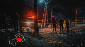A banner picture that sets the tone for the event listing. Picture of a crime scene at night with a chalk outline of a body in the left hand bottom corner.