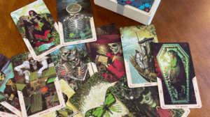 Skeleton Tarot Cards arranged on a table