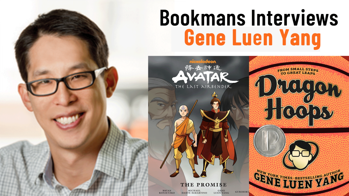 author gene luen yang with his books avatar and dragon hoops