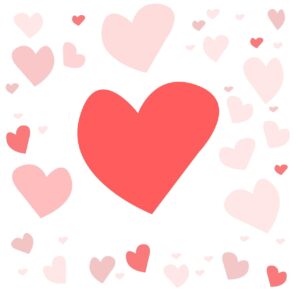pink and red hearts on a white background