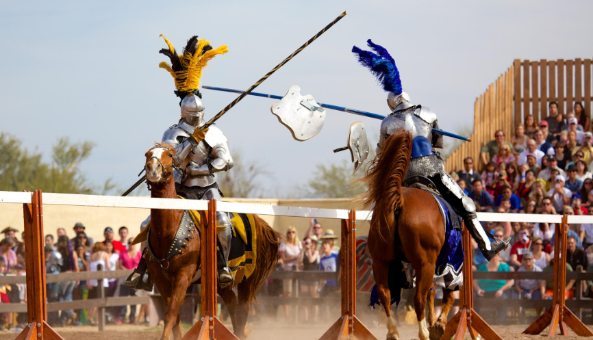 Arizona Ren Fest knights dueling on horseback