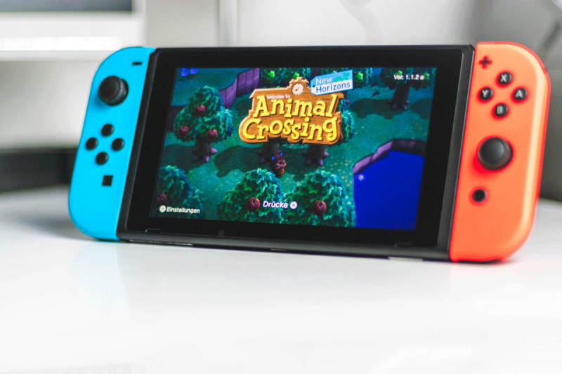 Nintendo Switch with Animal Crossing game loaded